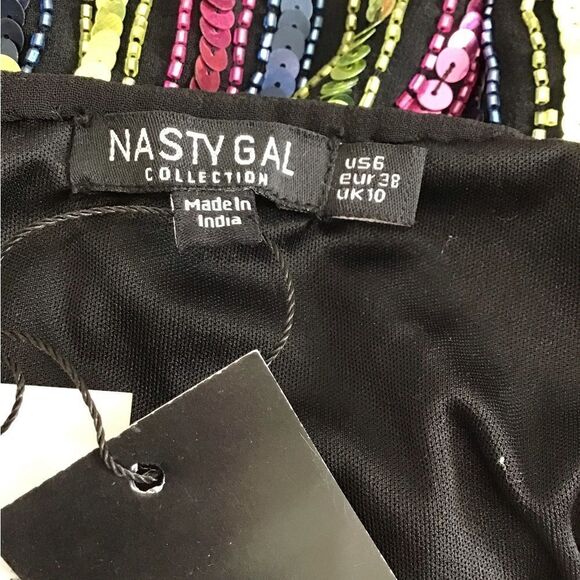 Nasty Gal Stripe Tassel Beaded Hem Mini Skirt New Size 6 - Picture 5 of 11